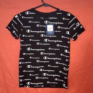 Kids Champion all over print tshirt black, blue, white and red